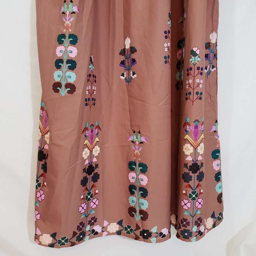 Fairycore Mori Girl Floral Print Brown Maxi sz XL 70s Retro Look Cottagecore - Picture 7 of 7